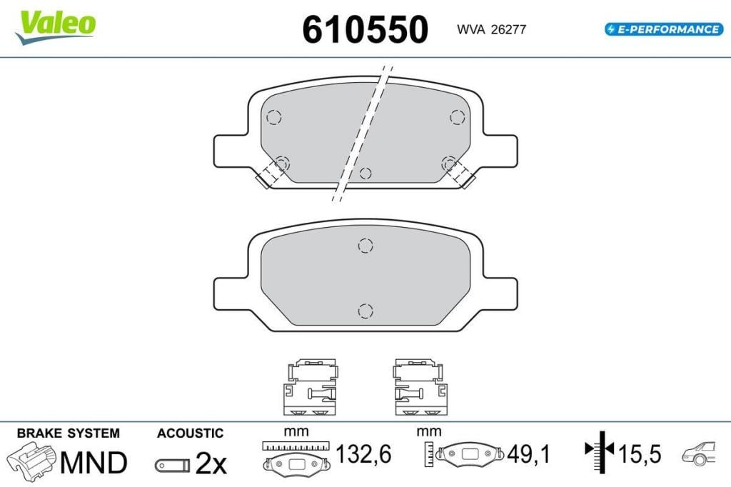 Jeu de 4 plaquettes de frein VALEO ref. 610550